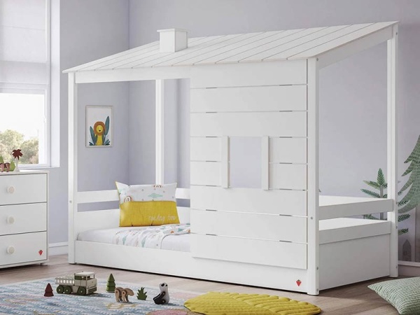 Кровать-домик с крышей Montes Baby White Cilek